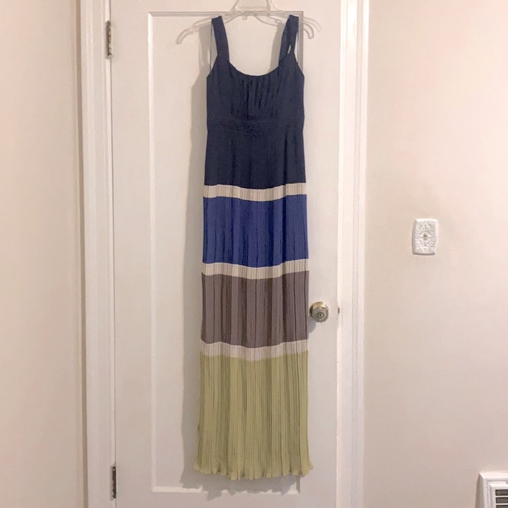 Pleated multi colored maxi